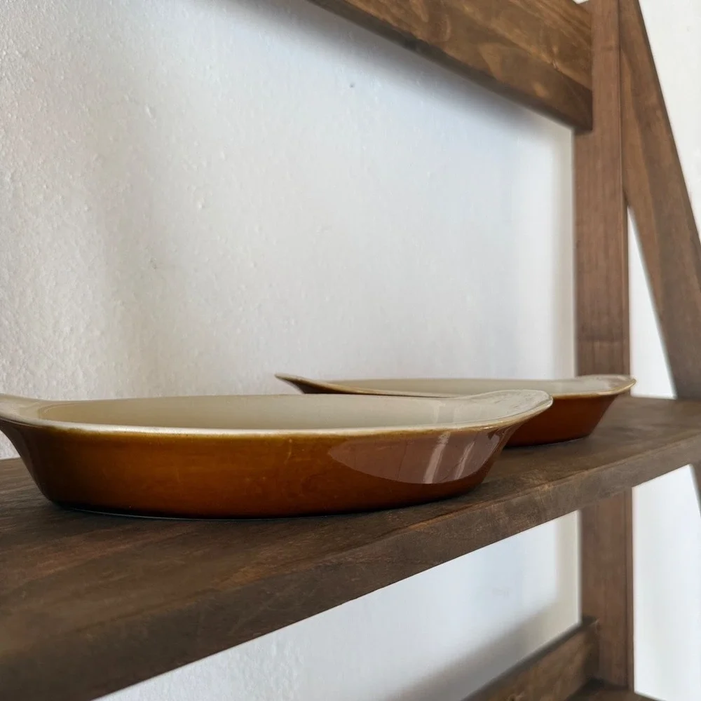 Brown Oval Serving Platters‎ Set of 2 Ceramic Oven To Table Bakeware